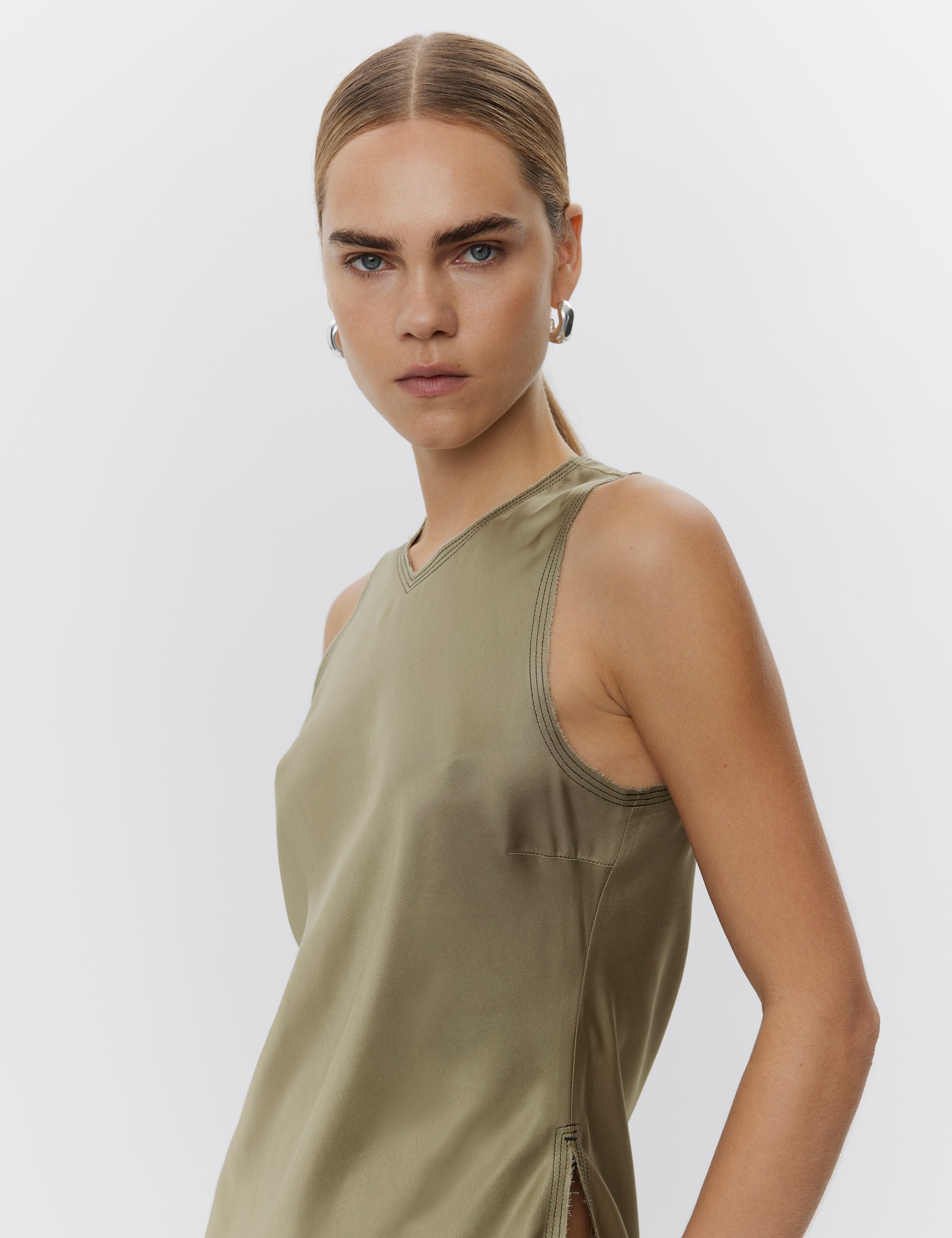 DAY Birger ét Mikkelsen Callie - Fluid Viscose Tops & T-Shirts 500147 SAGE KHAKI