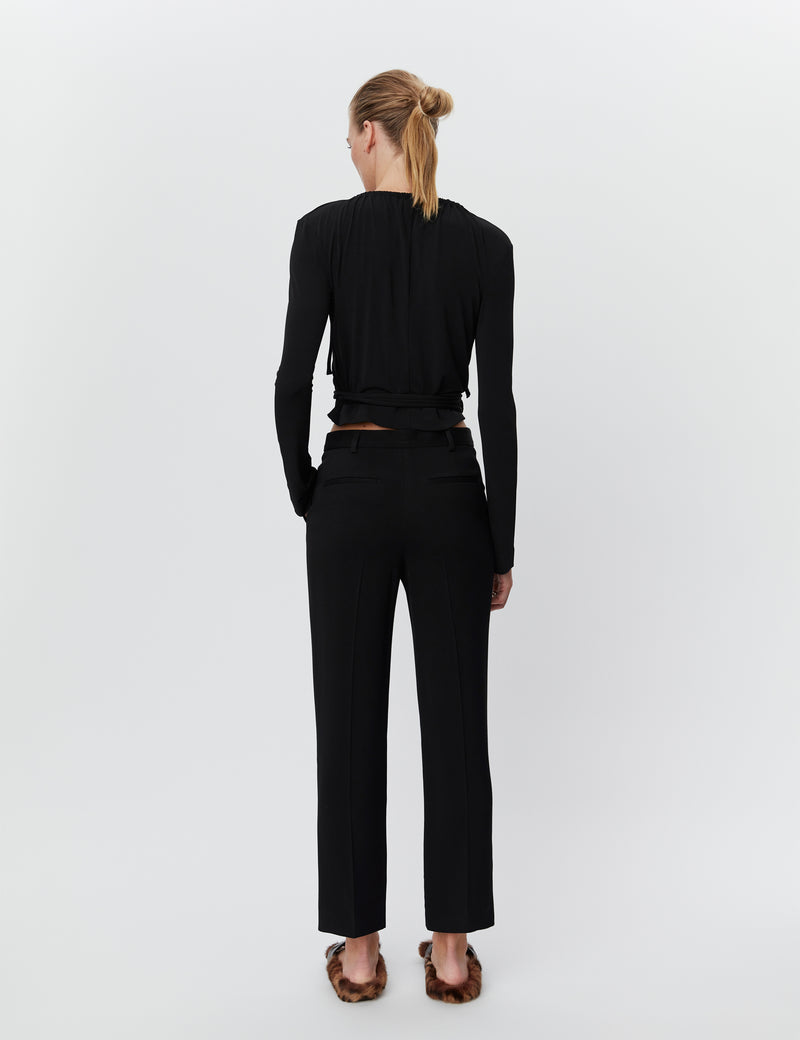 Express - Black Solid Classic Trousers Polyester Elastane Viscose