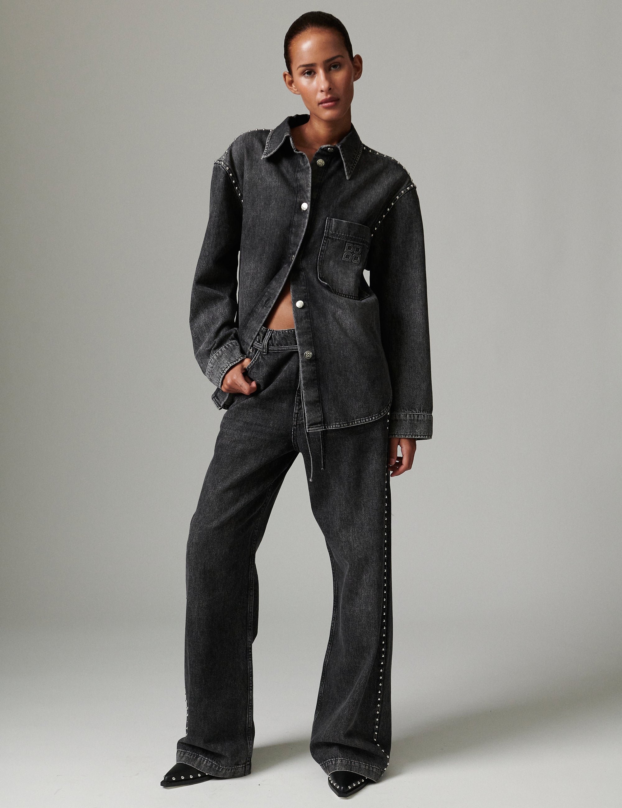 DAY Birger ét Mikkelsen Clothilde - Embellished Denim Tops & T-Shirts 190303 BLACK