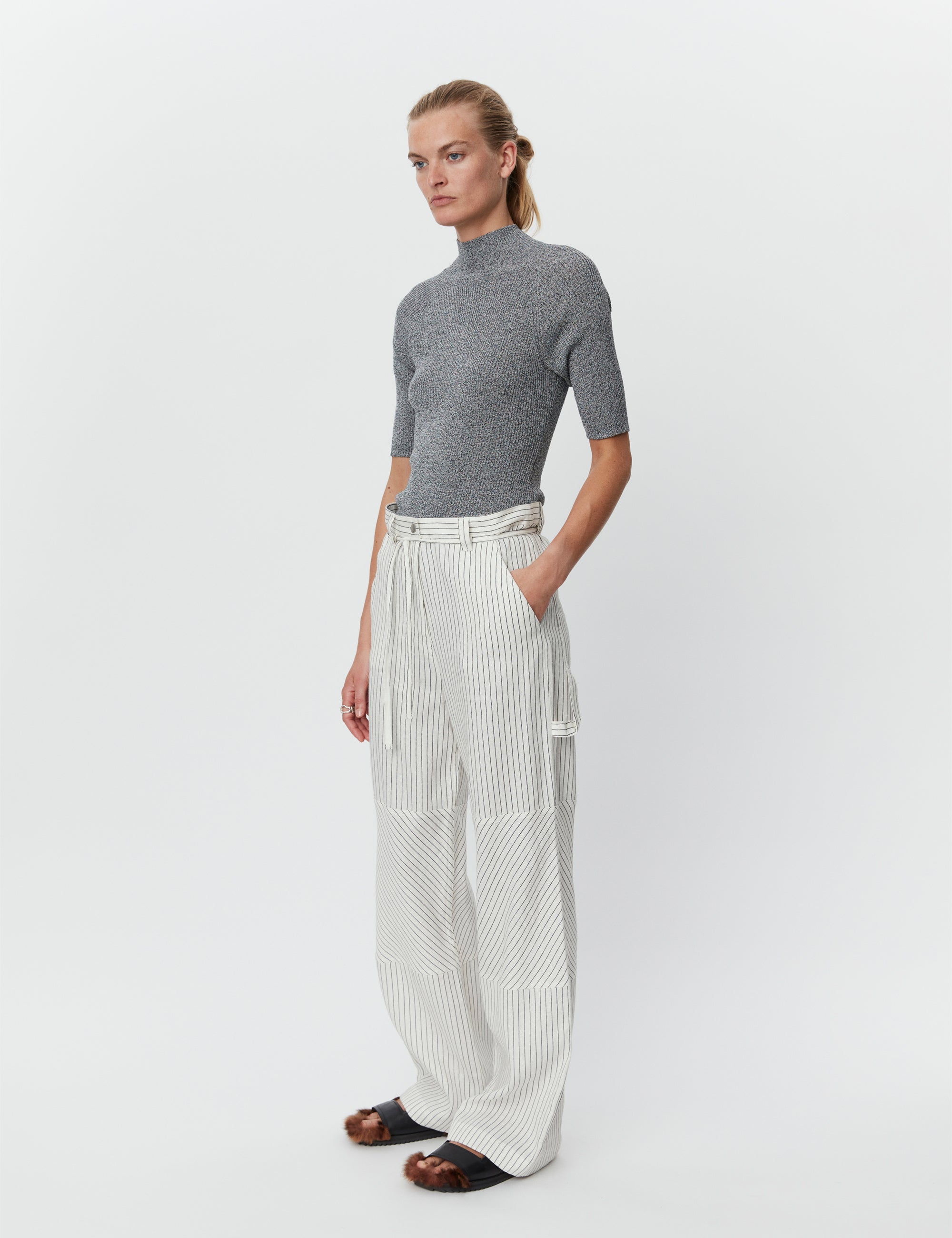 DAY Birger ét Mikkelsen Culkin - Cozy Linen Stripe Pants 190303 Black