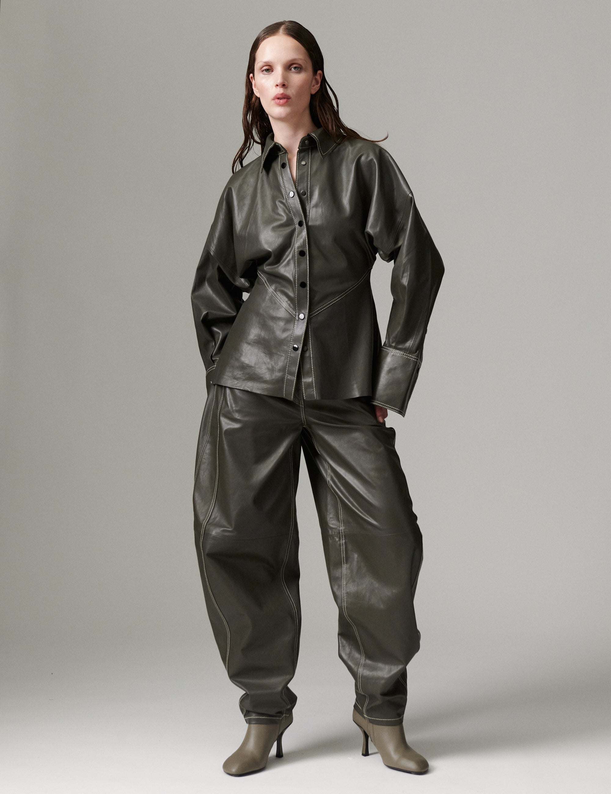 DAY Birger ét Mikkelsen DAYBarrollo - Soft Lamb Leather - Pants Pants MEDIUM GREY LEATHER