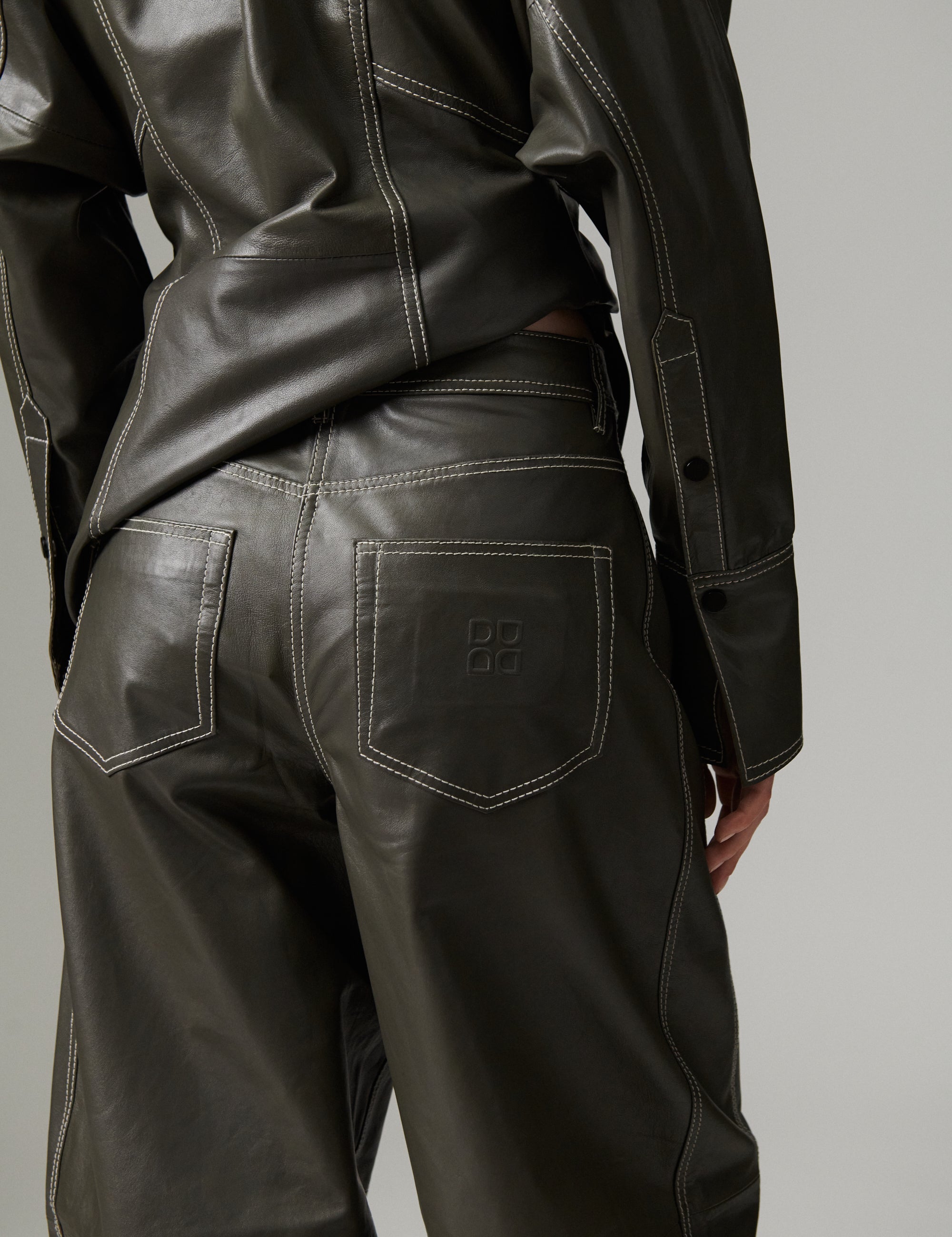DAY Birger ét Mikkelsen DAYBarrollo - Soft Lamb Leather - Pants Pants MEDIUM GREY LEATHER