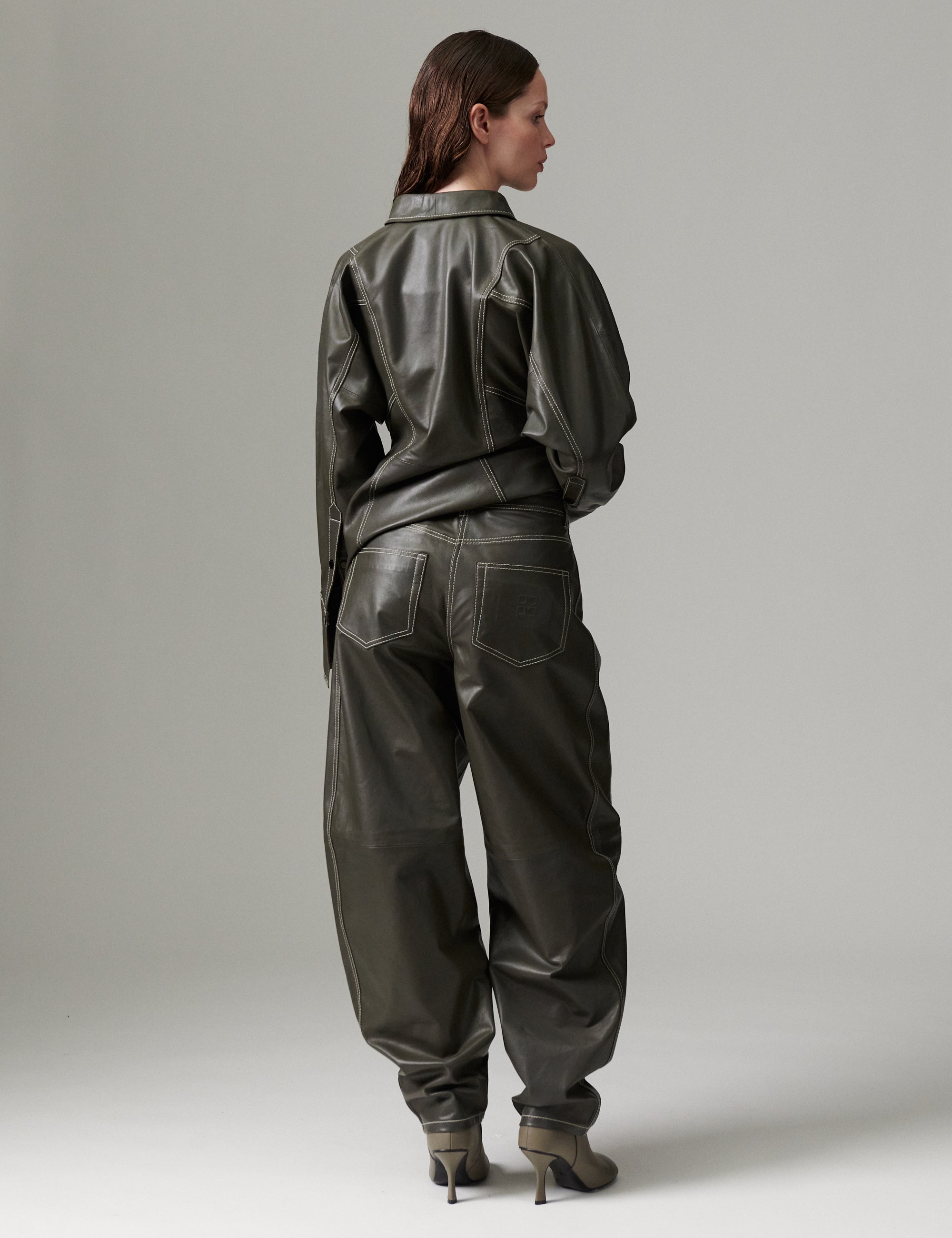 DAY Birger ét Mikkelsen DAYBarrollo - Soft Lamb Leather - Pants Pants MEDIUM GREY LEATHER