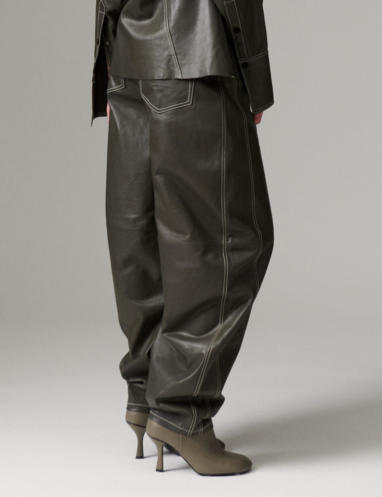 DAY Birger ét Mikkelsen DAYBarrollo - Soft Lamb Leather - Pants Pants MEDIUM GREY LEATHER
