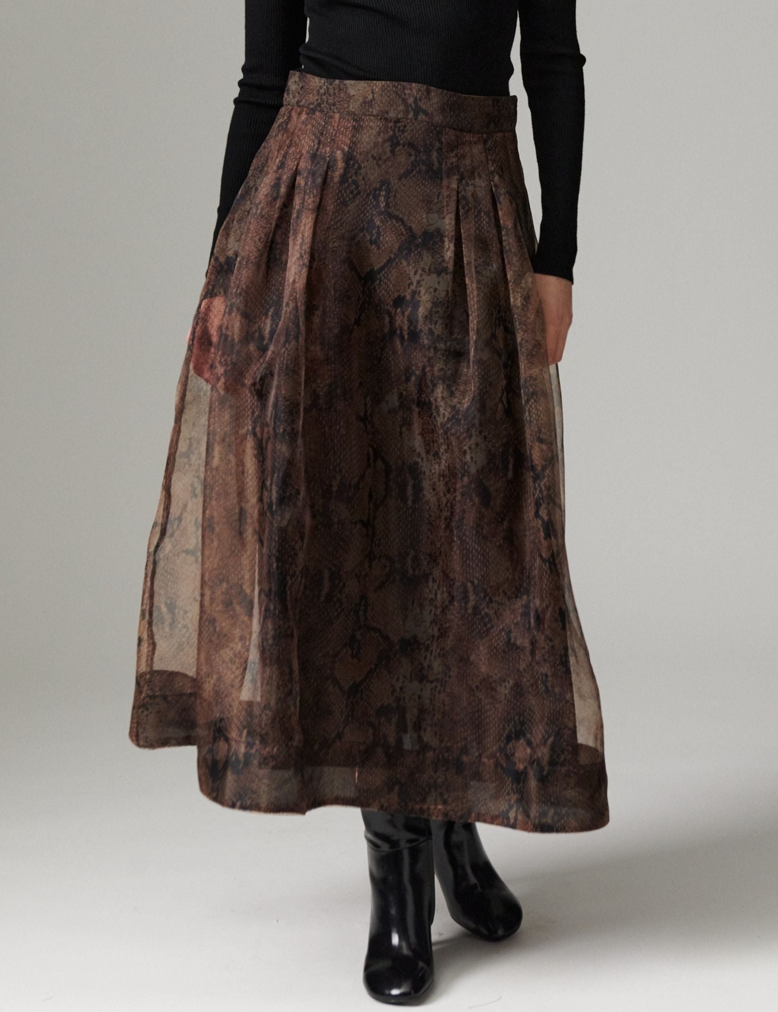 DAY Birger ét Mikkelsen DAYChai - Organza - Skirt Skirt BROWN SNAKEY