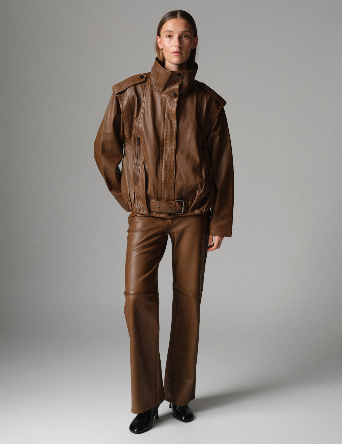 DAY Birger ét Mikkelsen DAYFlaro - Soft Lamb Leather - Pants Pants 180933 RUBBER