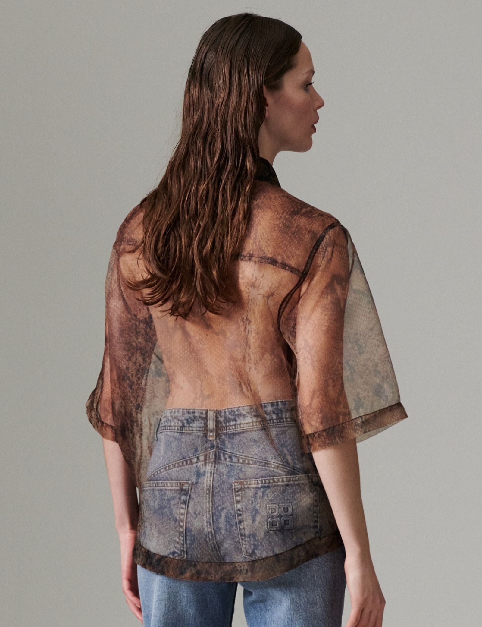 DAY Birger ét Mikkelsen DAYMina - Organza - Shirt Shirt BROWN SNAKEY