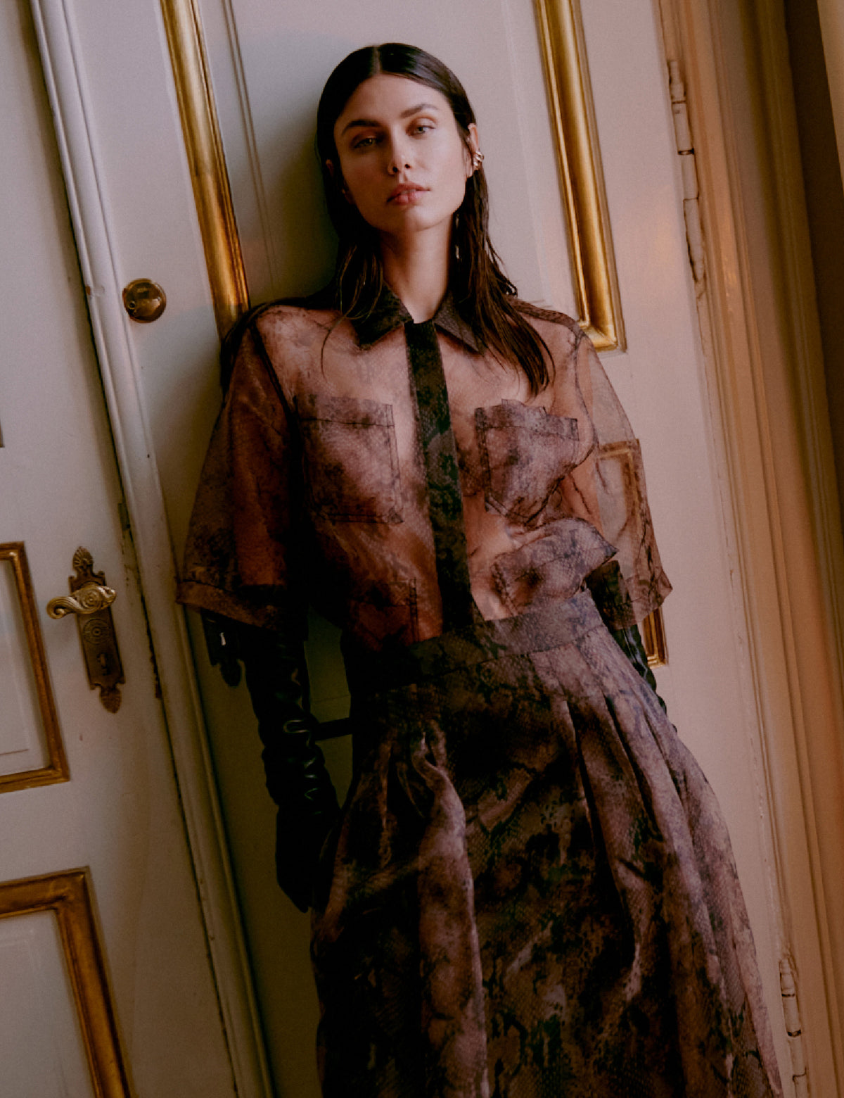 DAY Birger ét Mikkelsen DAYMina - Organza - Shirt Shirt BROWN SNAKEY