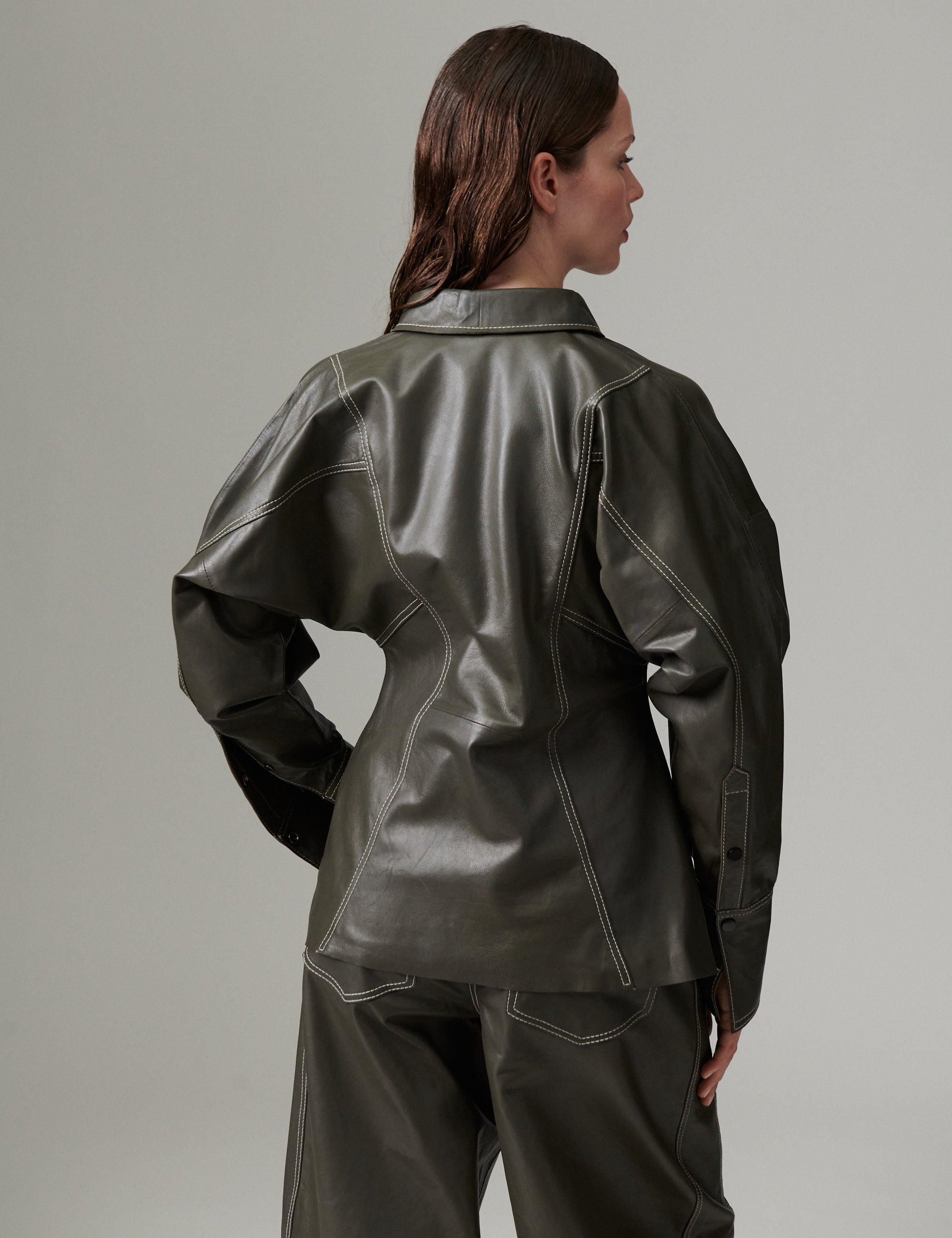 DAY Birger ét Mikkelsen DAYPixie - Soft Leather Lamb - Shirt Shirt MEDIUM GREY LEATHER