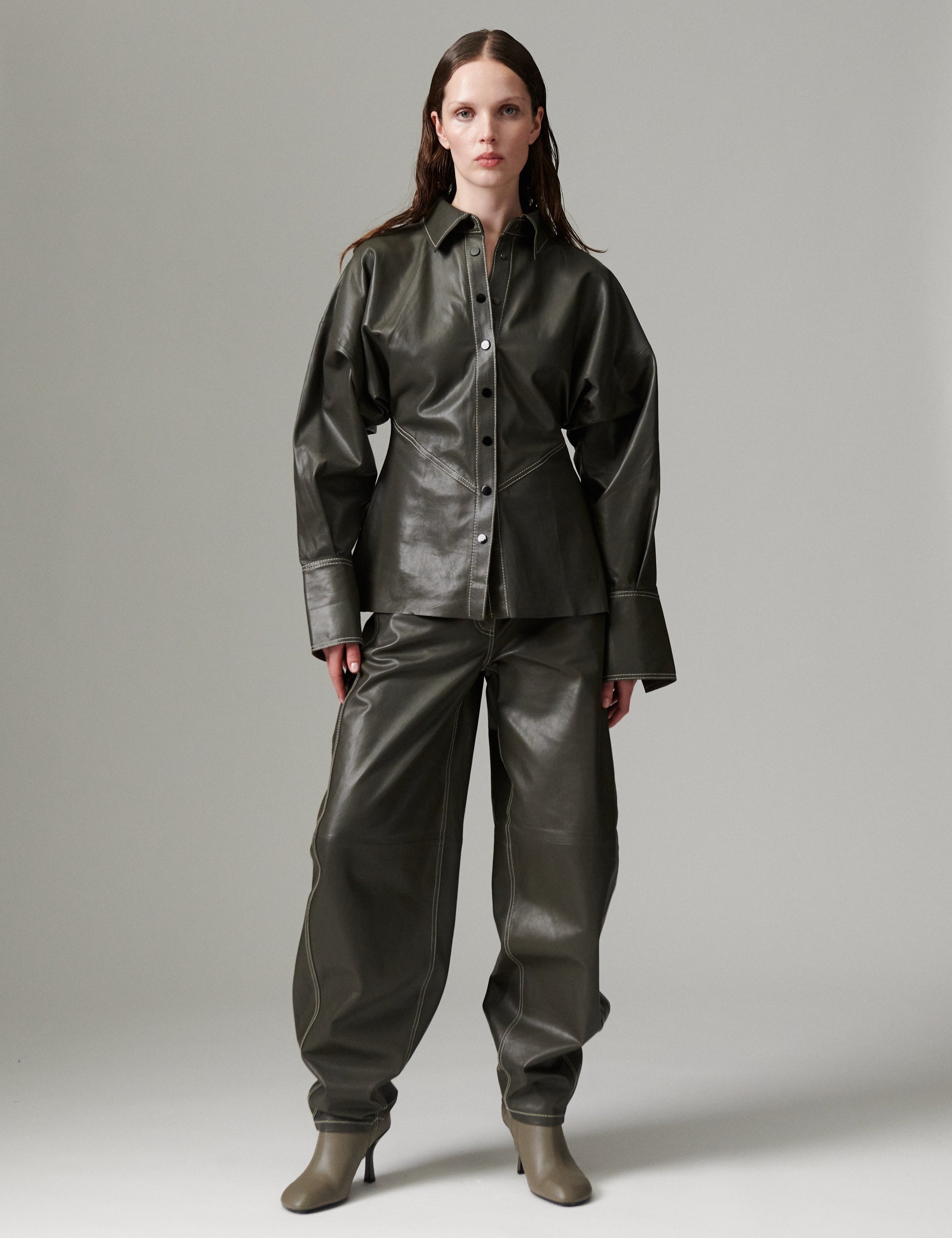 DAY Birger ét Mikkelsen DAYPixie - Soft Leather Lamb - Shirt Shirt MEDIUM GREY LEATHER