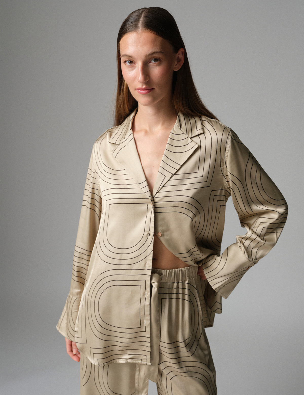 DAY Birger ét Mikkelsen DAYPloma - Fluid Viscose - Shirt Shirt 500191 Humus With Black