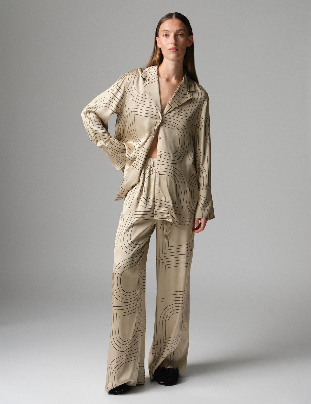 DAY Birger ét Mikkelsen DAYPosey - Fluid Viscose - Pants Pants 500191 Humus With Black