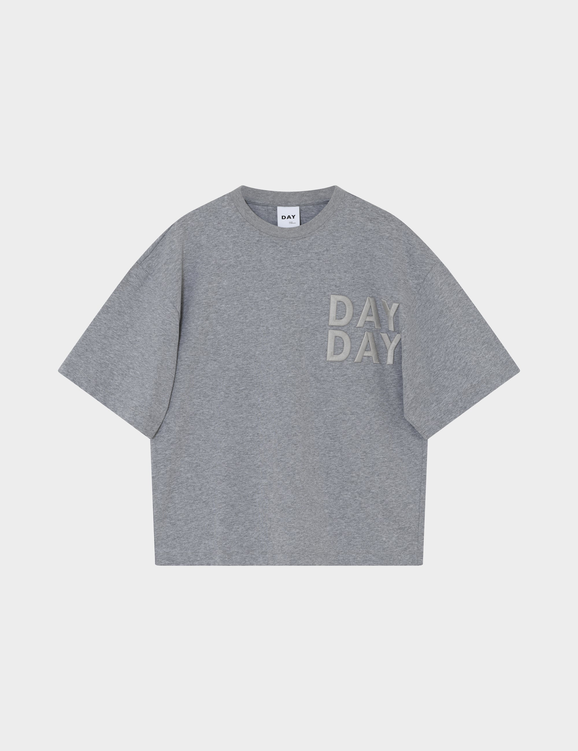 DAY Birger ét Mikkelsen Drew Embroidery - Heavy Jersey - T-shirt T-shirt 500036 Light Grey Melange