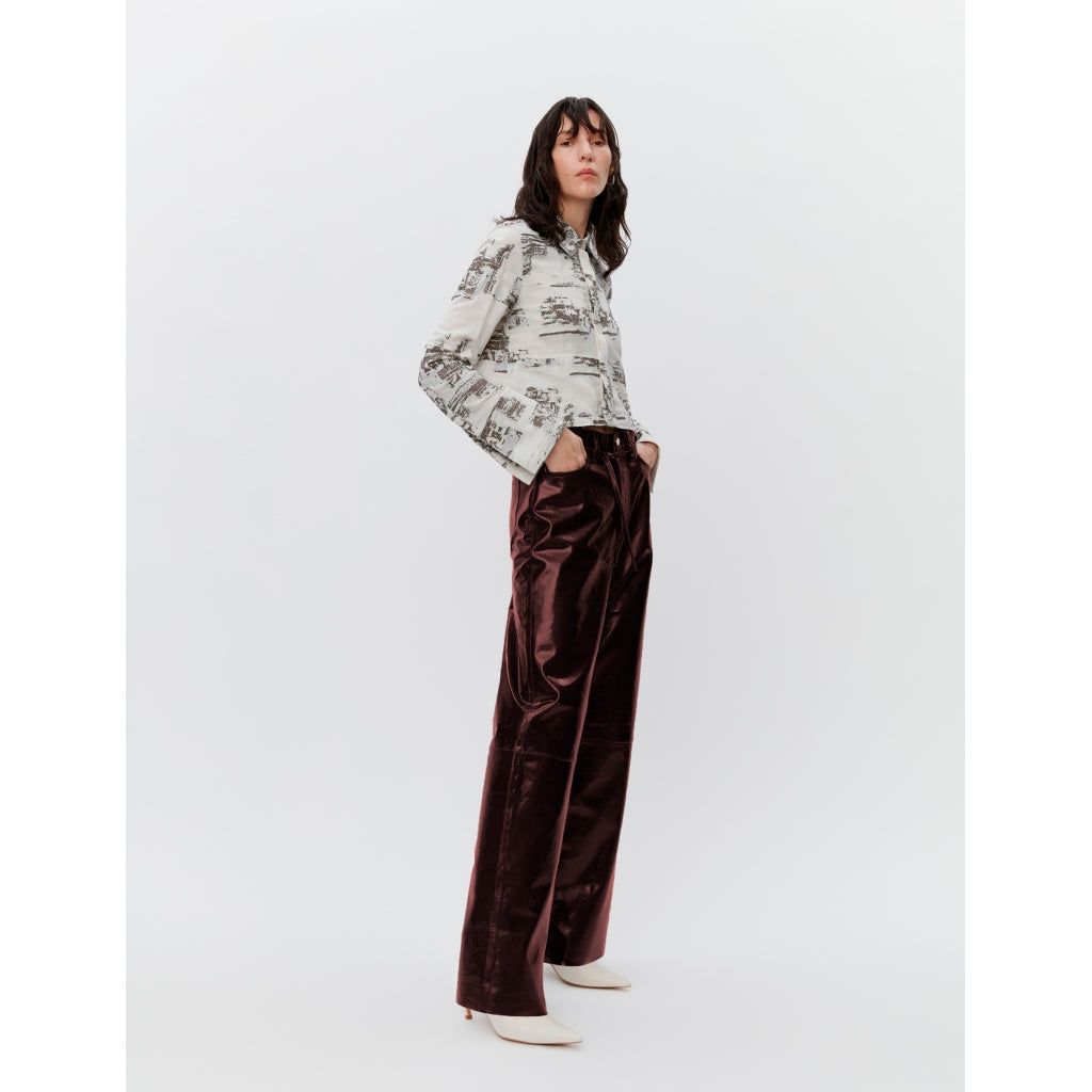 DAY Birger ét Mikkelsen Elijah - Polished Leather Pants 191725 TAWNY PORT