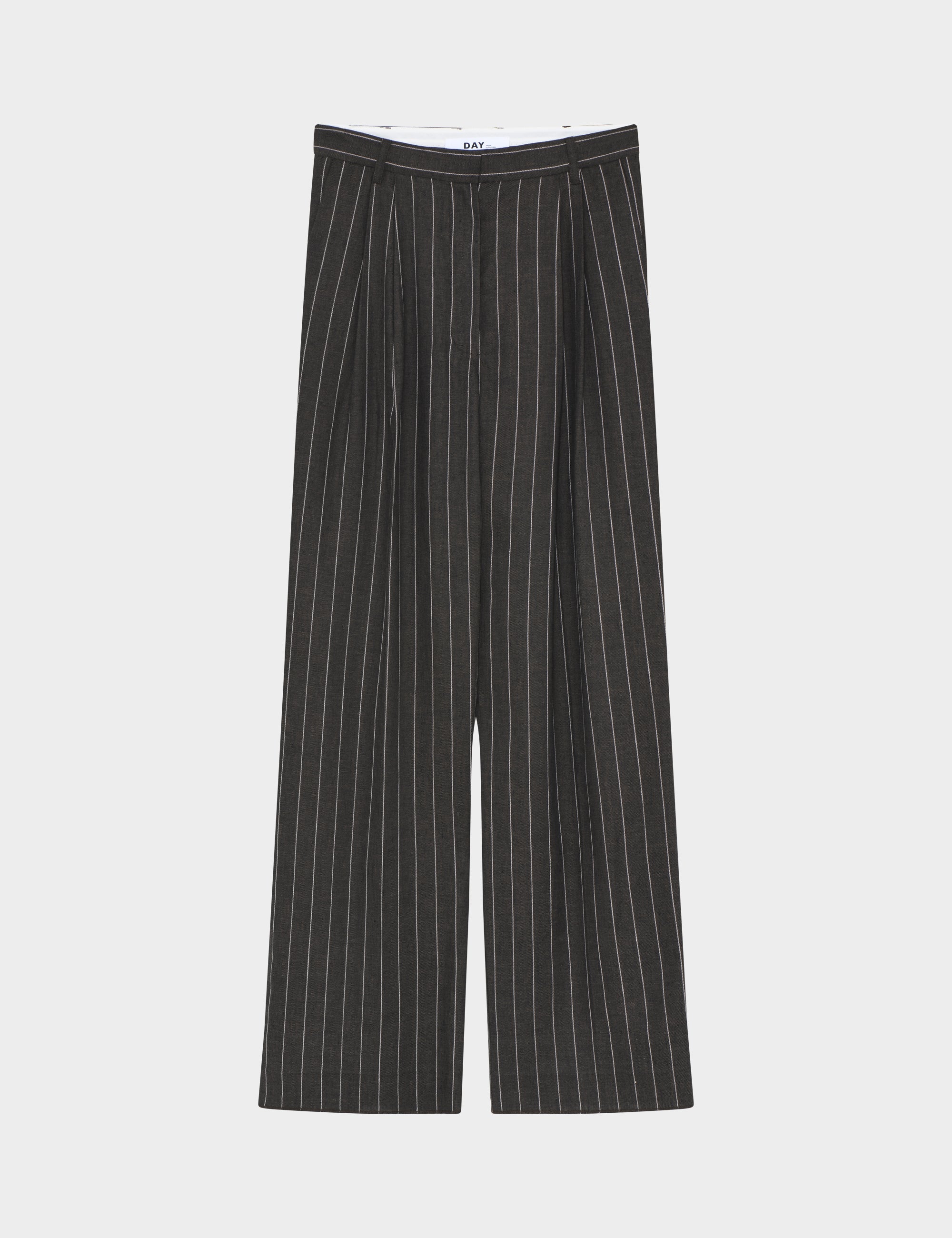 DAY Birger ét Mikkelsen Enzo - Casual Linen Stripe Pants 190912 CHOCOLATE BROWN