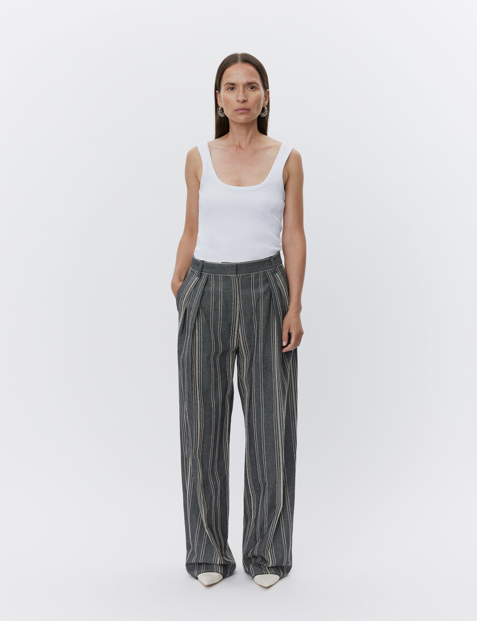 DAY Birger ét Mikkelsen Enzo - Slub Stripe Pants 190303 BLACK