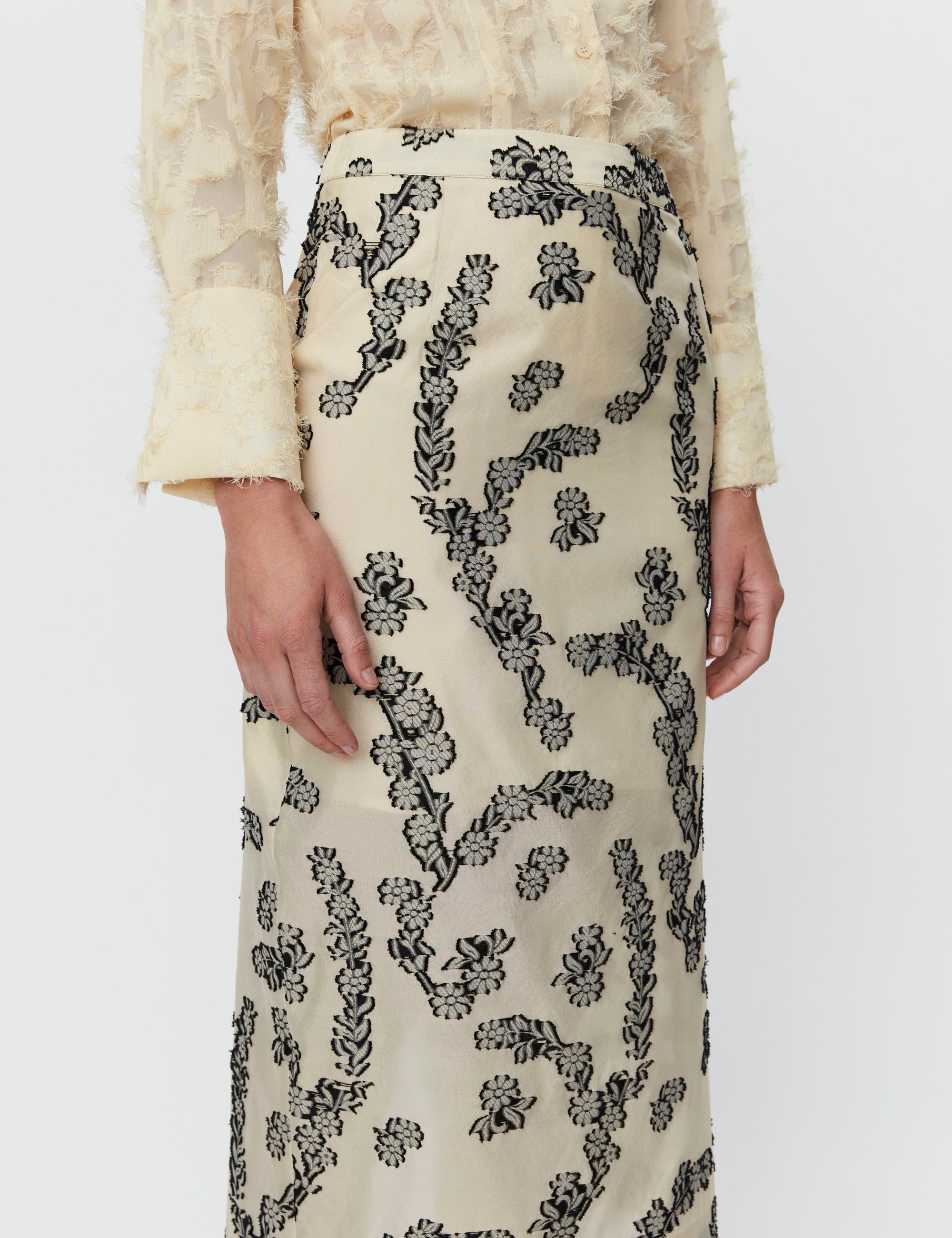 DAY Birger ét Mikkelsen Evanna - Floral Jacquard Skirt 120713 ALMOND OIL