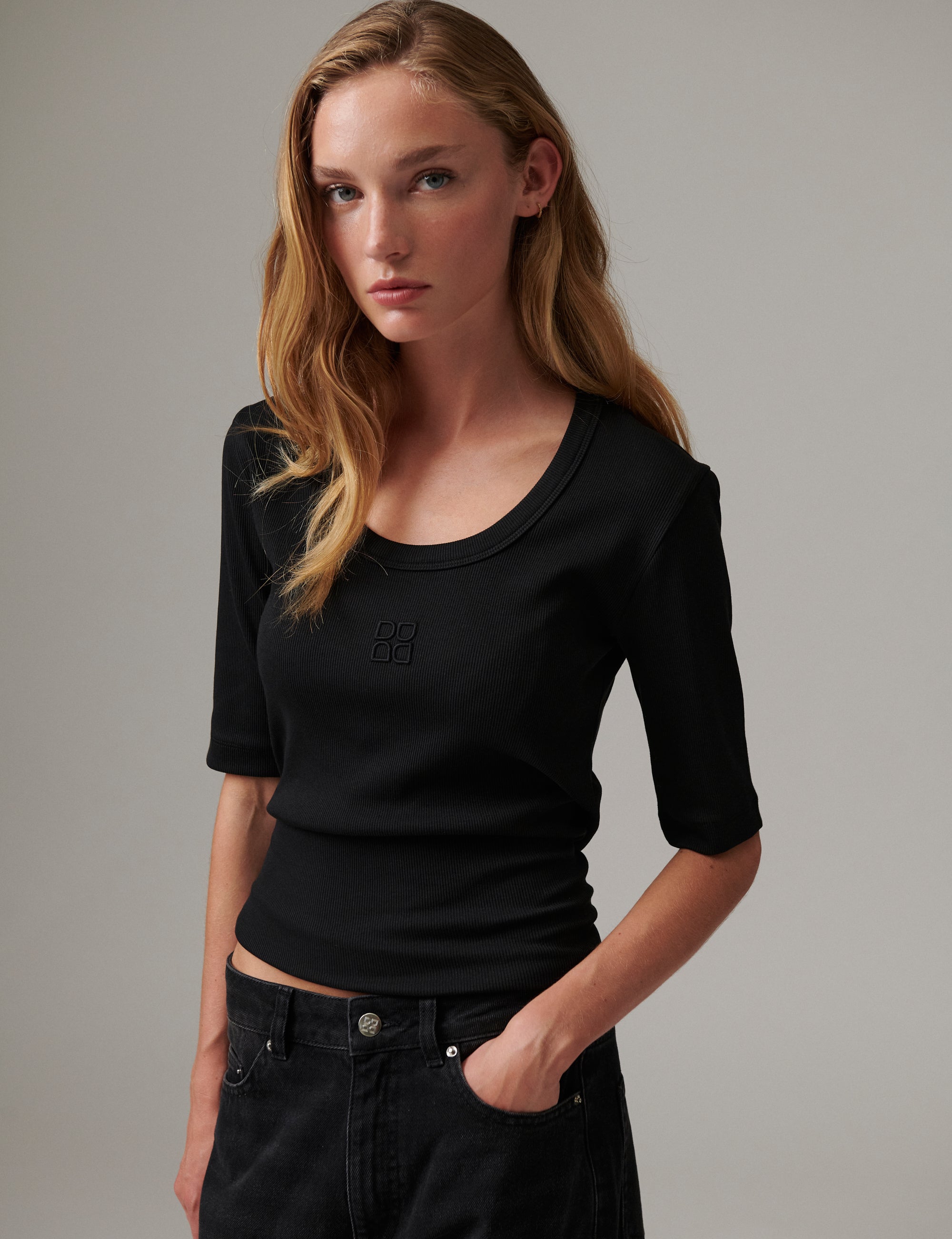 DAY Birger ét Mikkelsen Fine - Classic Rib Tops & T-Shirts 190303 Black