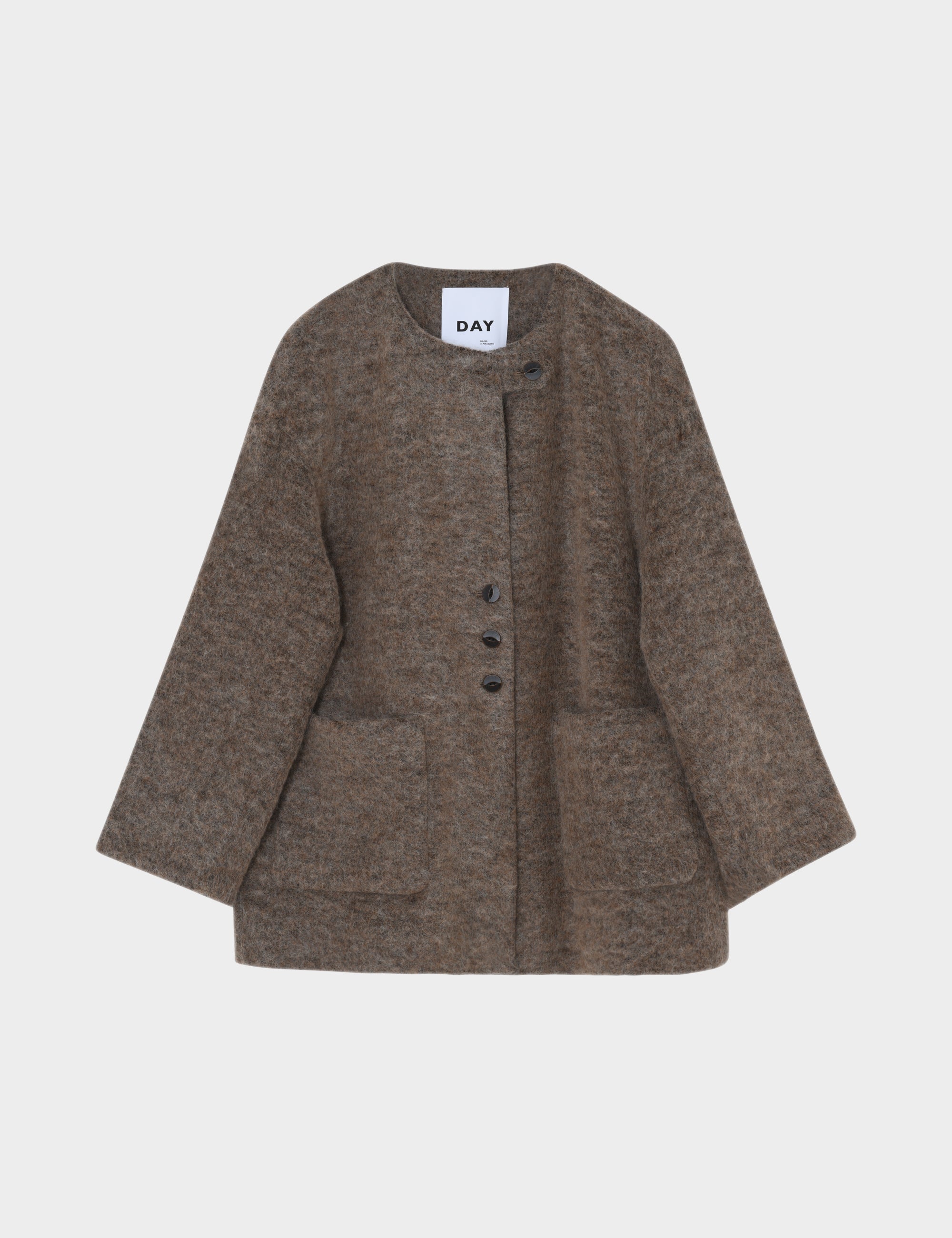 新品 marka WOOL MOHAIR TROPICAL JACKET Flussy - Mohair Wool - Jacket - DARK BROWN
