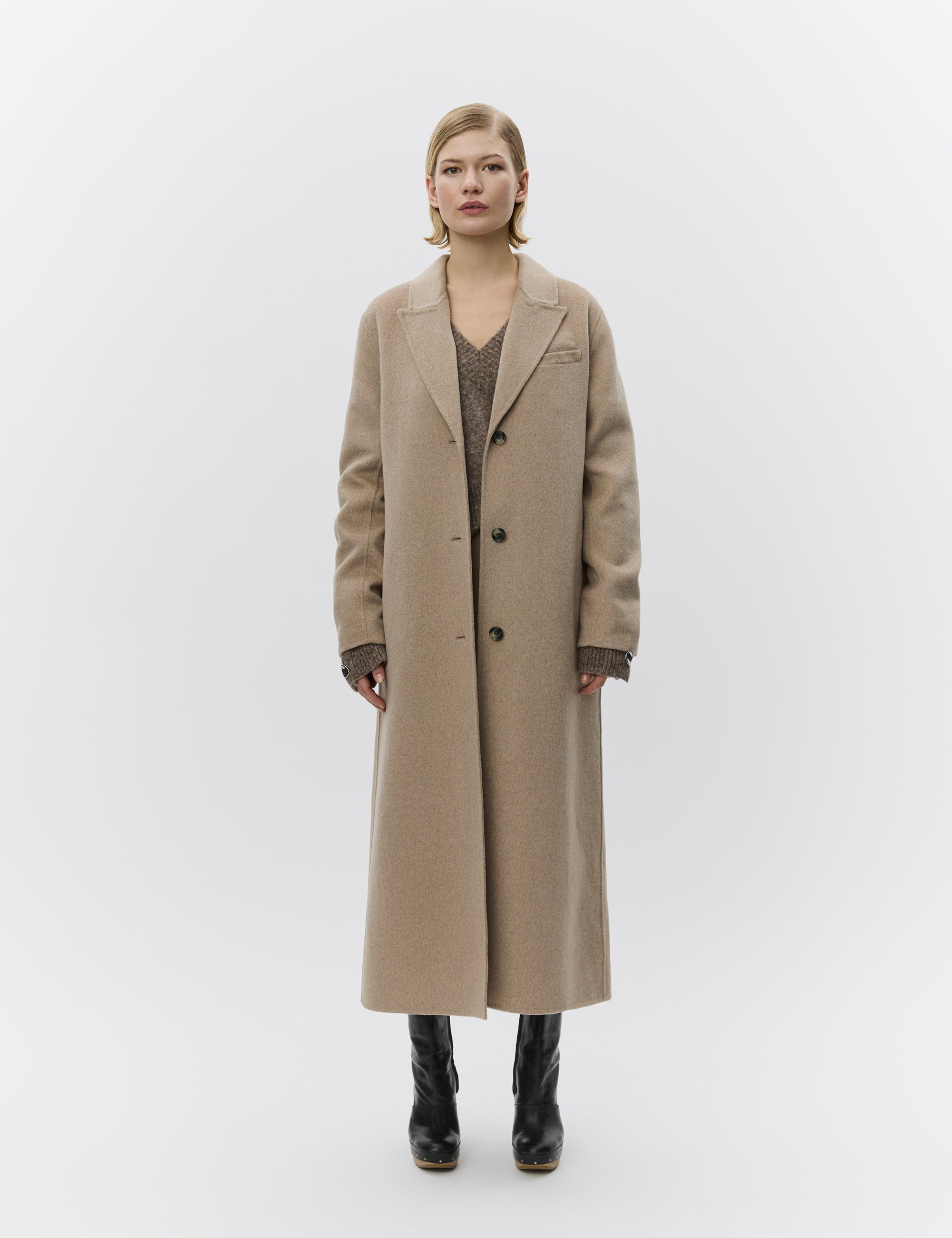 Gloria - Double Faced Wool - Coat - Beige Melange