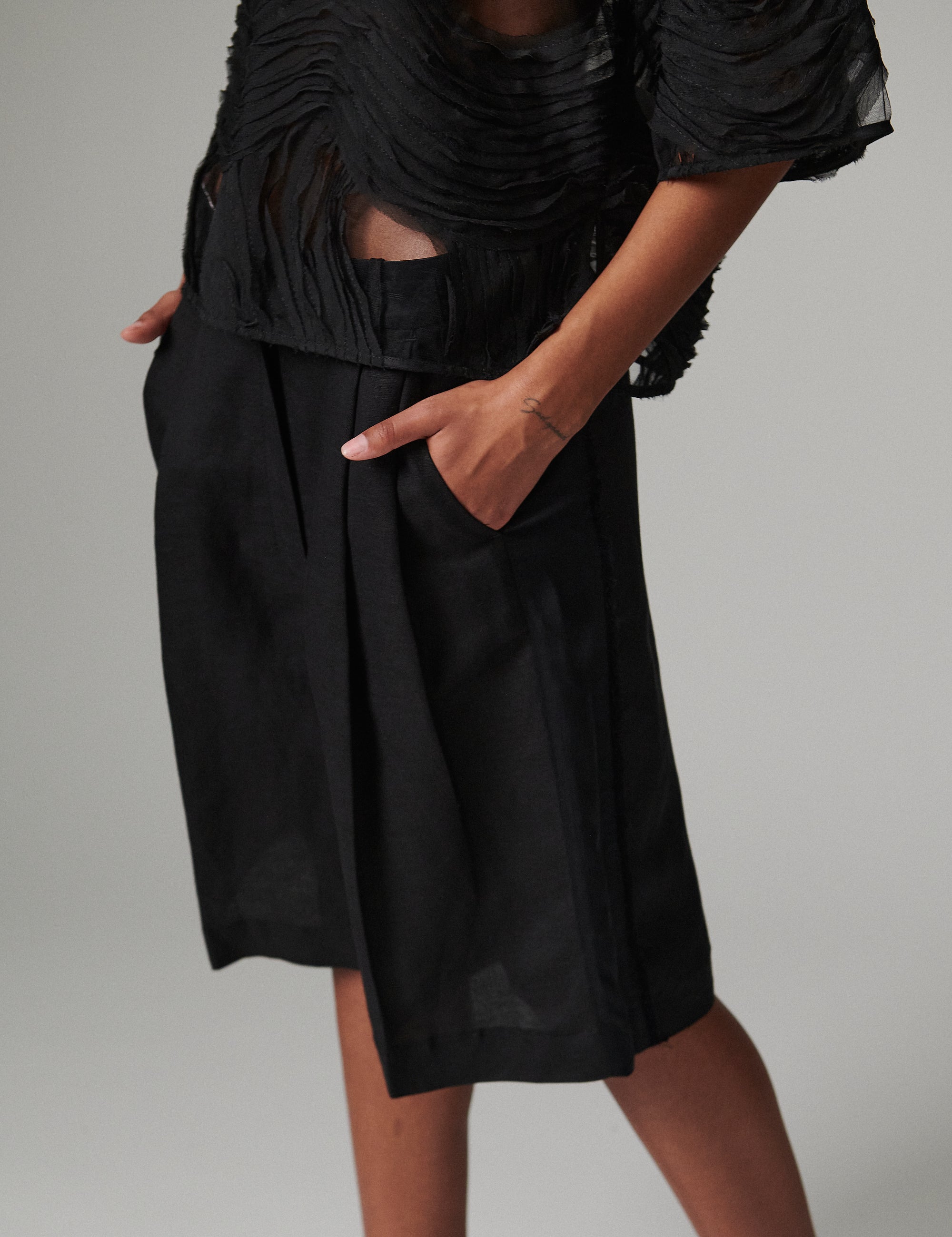 DAY Birger ét Mikkelsen Gordon - Contrast Linen Shorts 190303 BLACK