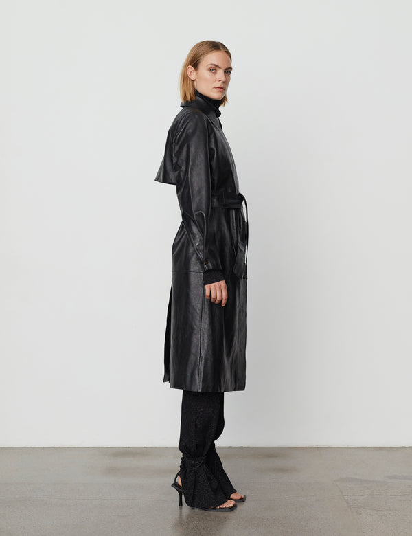 DAY Birger ét Mikkelsen Harlow - Leather Trenchcoat Coats 190303 BLACK