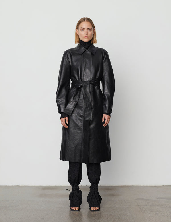 DAY Birger ét Mikkelsen Harlow - Leather Trenchcoat Coats 190303 BLACK