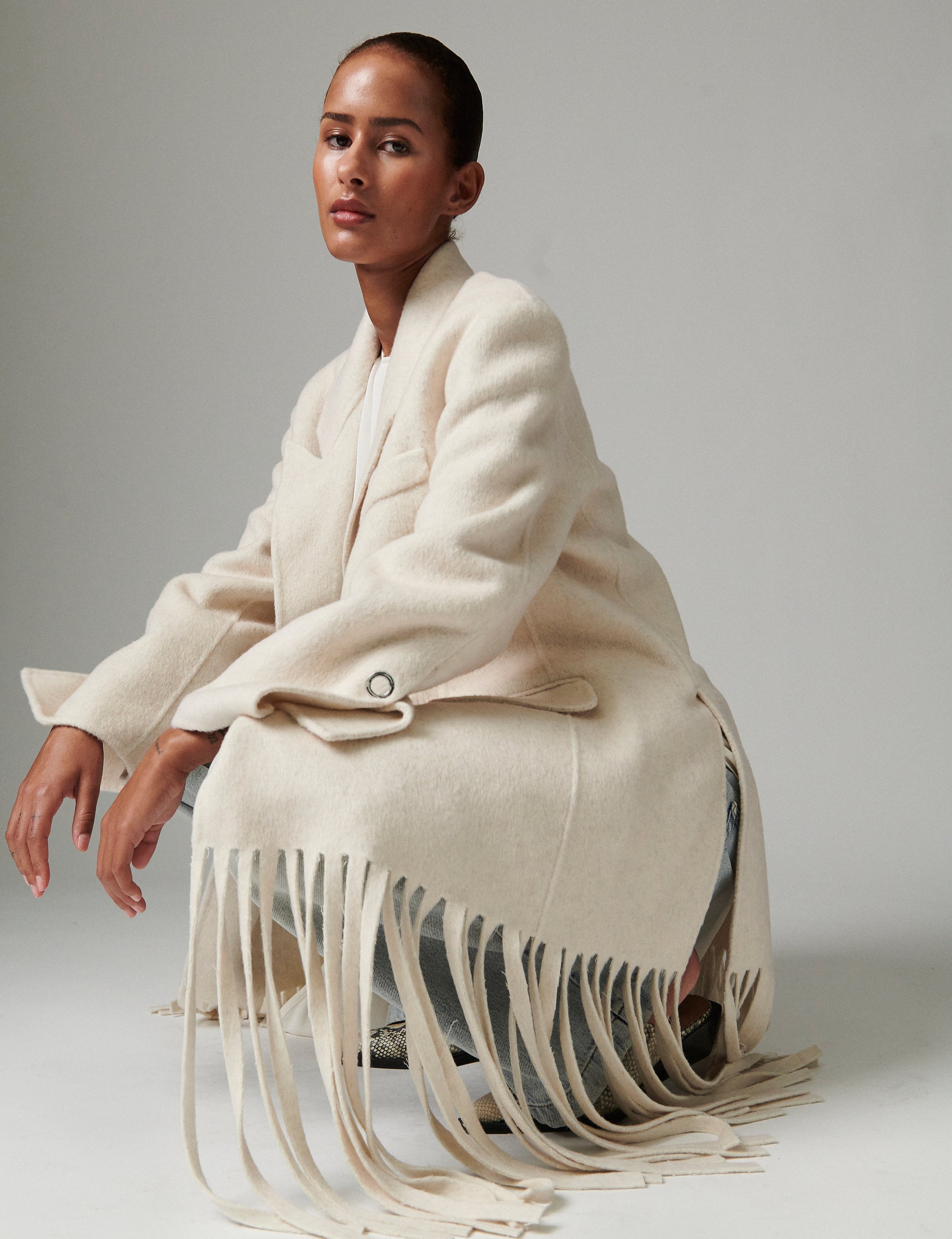 DAY Birger ét Mikkelsen Iris Fringes - Double Faced Wool Jacket 500174 JETSTREAM MELANGE