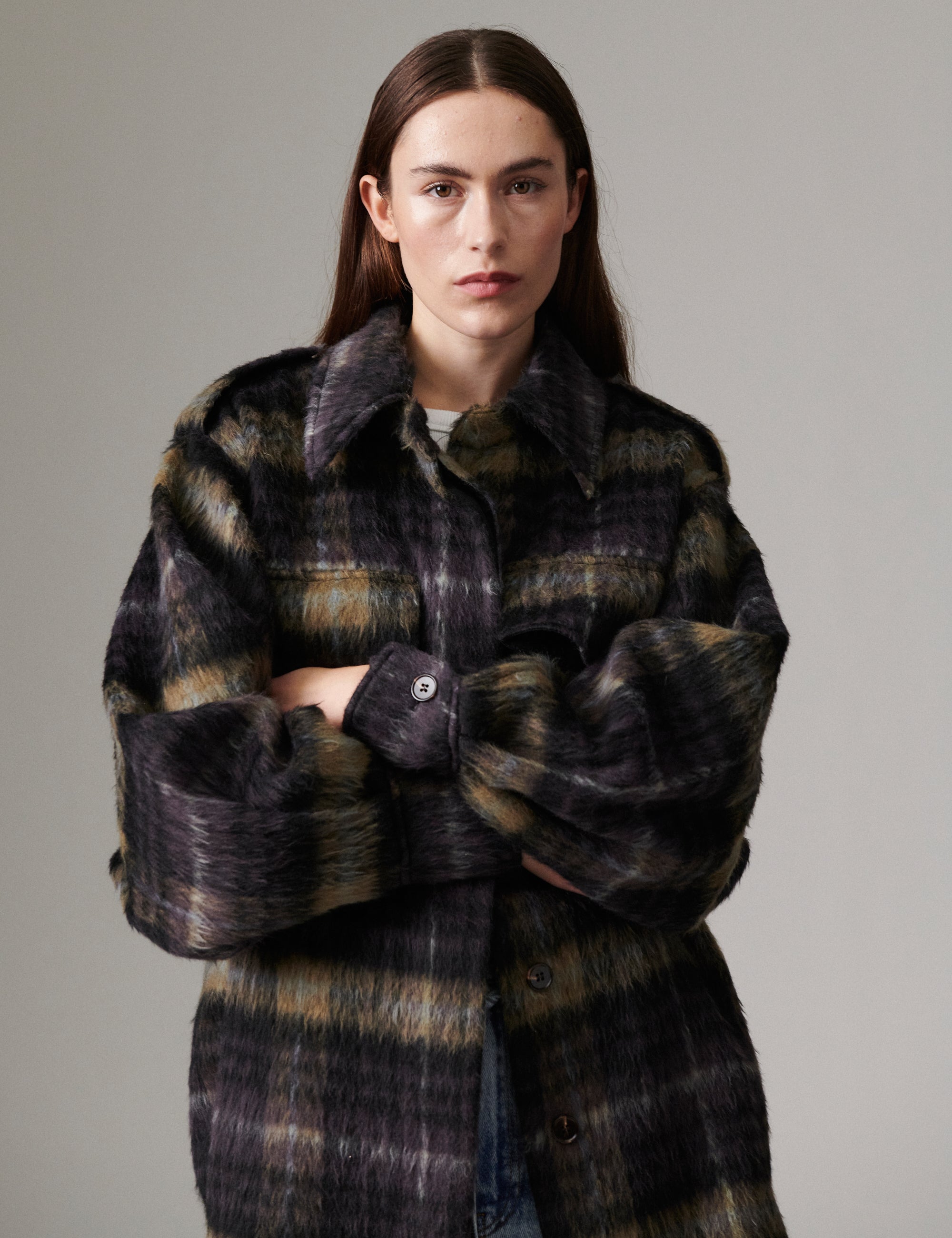DAY Birger ét Mikkelsen Josiah - Fluffy Flannel - Coat Coat 500006 Medium Grey Melange