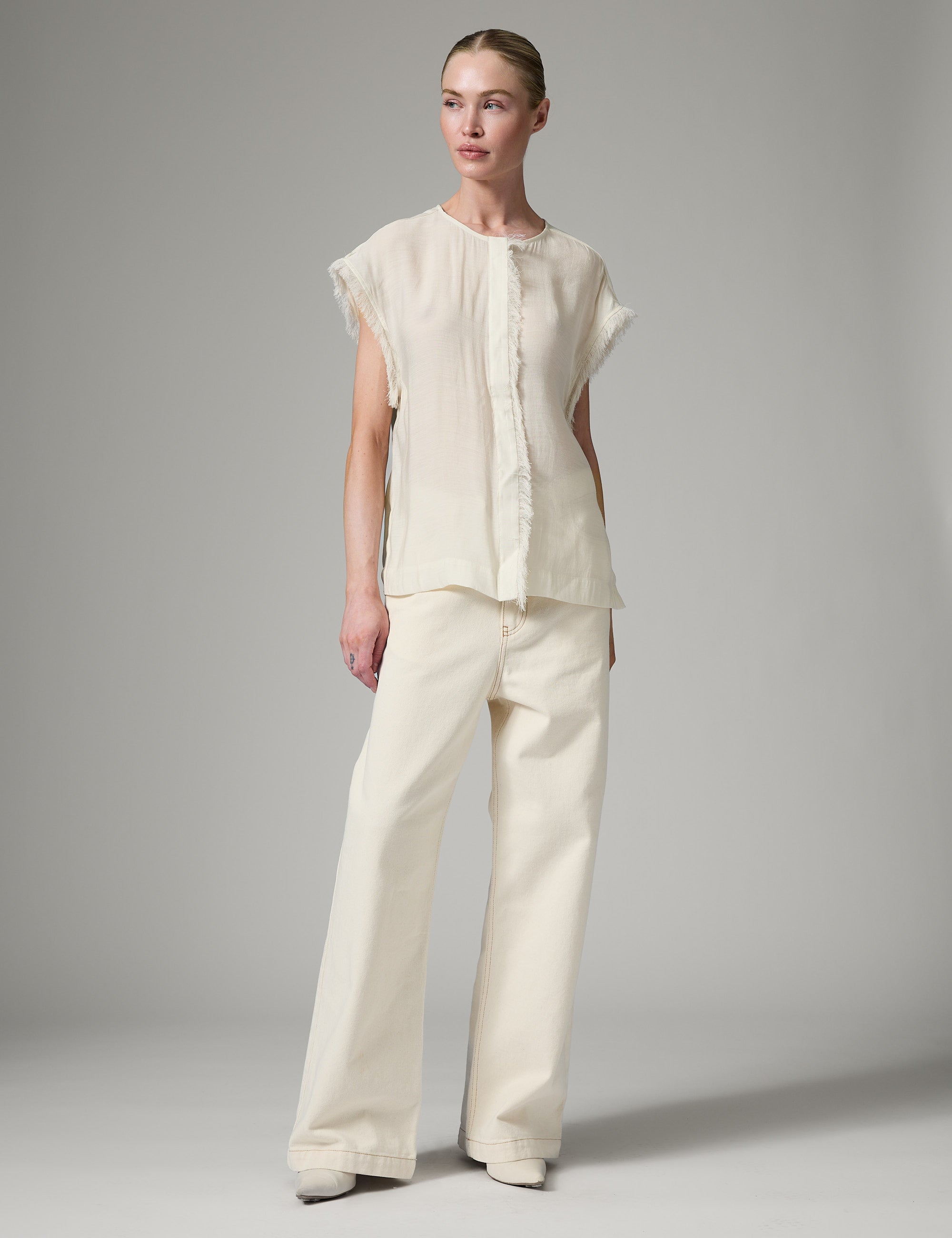 DAY Birger ét Mikkelsen Kua - Sheer Fringes Tops & T-Shirts 110605 Jet Stream