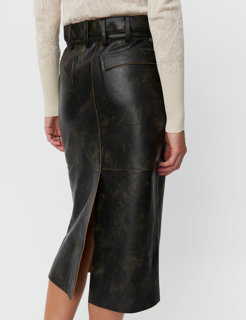 DAY Birger ét Mikkelsen Lulu - Leather Contemporary Skirt 190303 BLACK