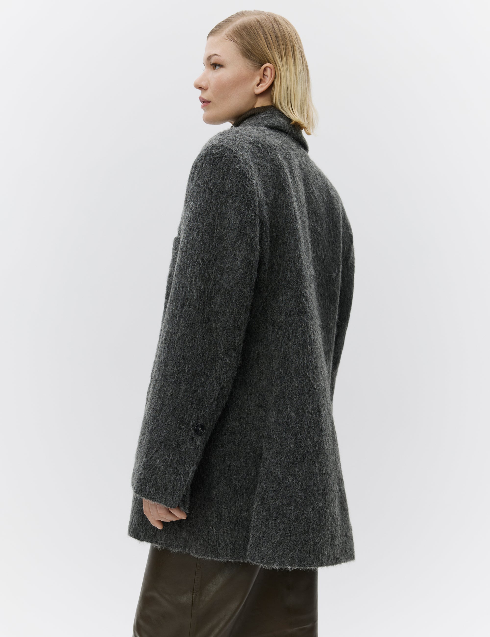 Madrid - Hairy Wool - Coat - Medium Grey Melange
