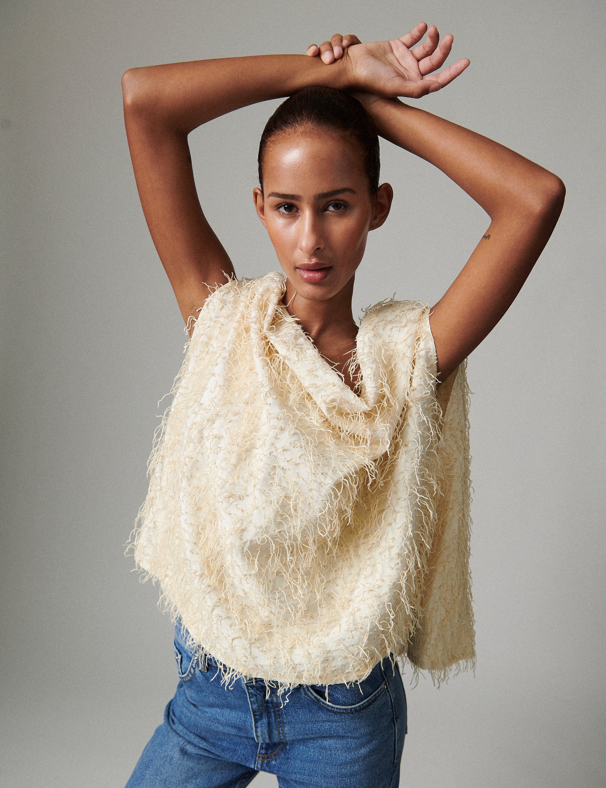 Mata - Dobby Fringe - Top - Jet Stream