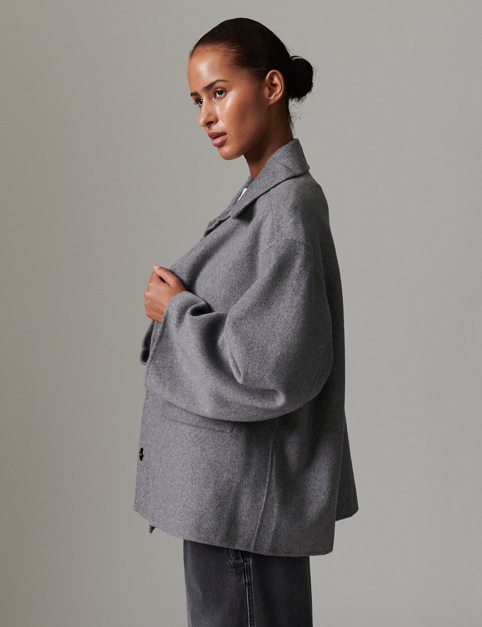 Matteo - Double faced Wool - Medium Grey Melange