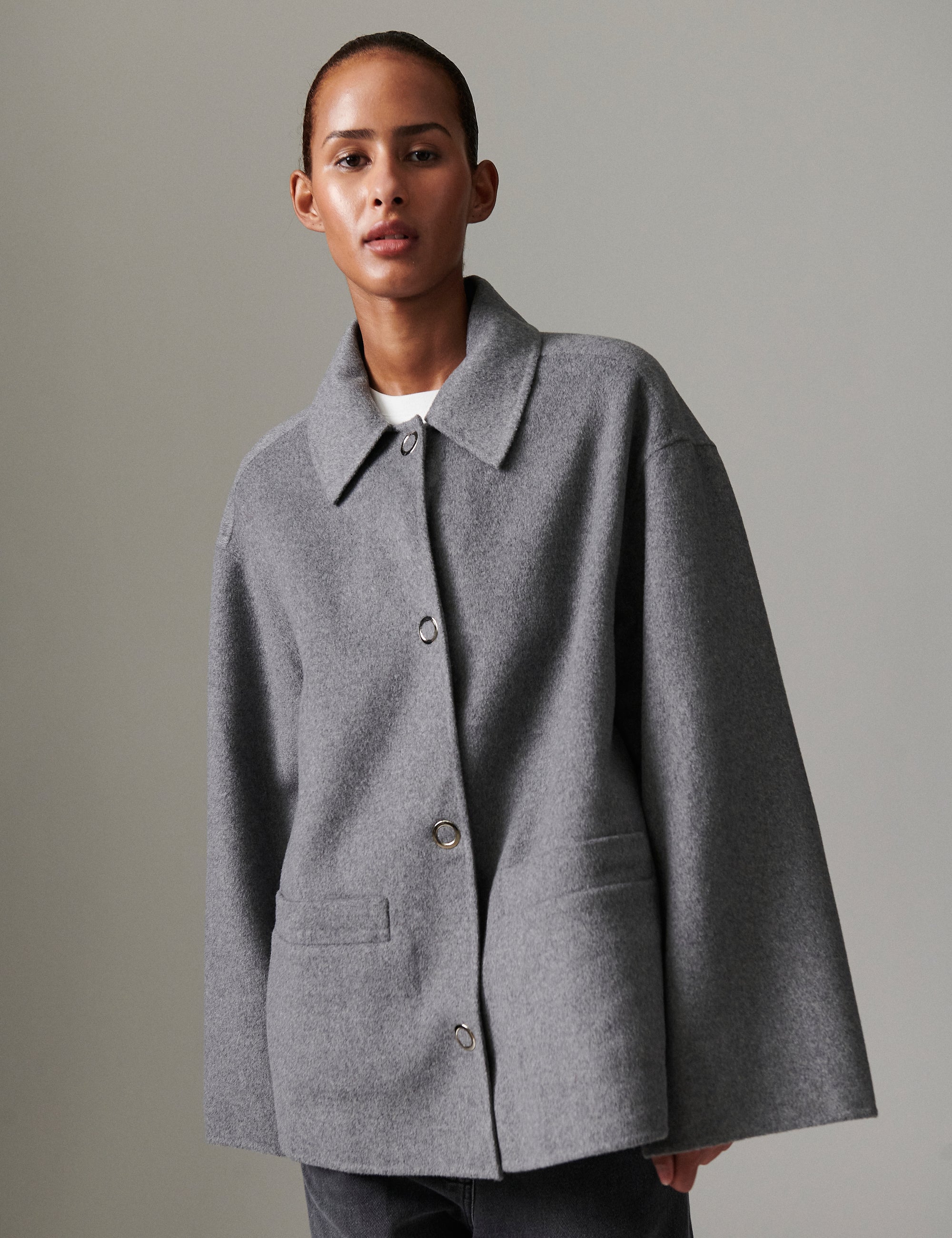 Matteo - Double faced Wool - Medium Grey Melange