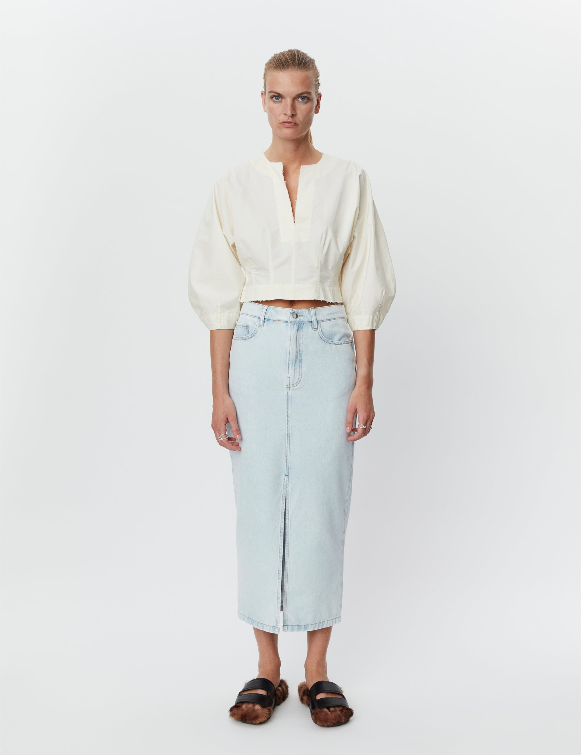 DAY Birger ét Mikkelsen Niki - Soft Bleached Denim Skirt 500035 BLEACHED WHITE