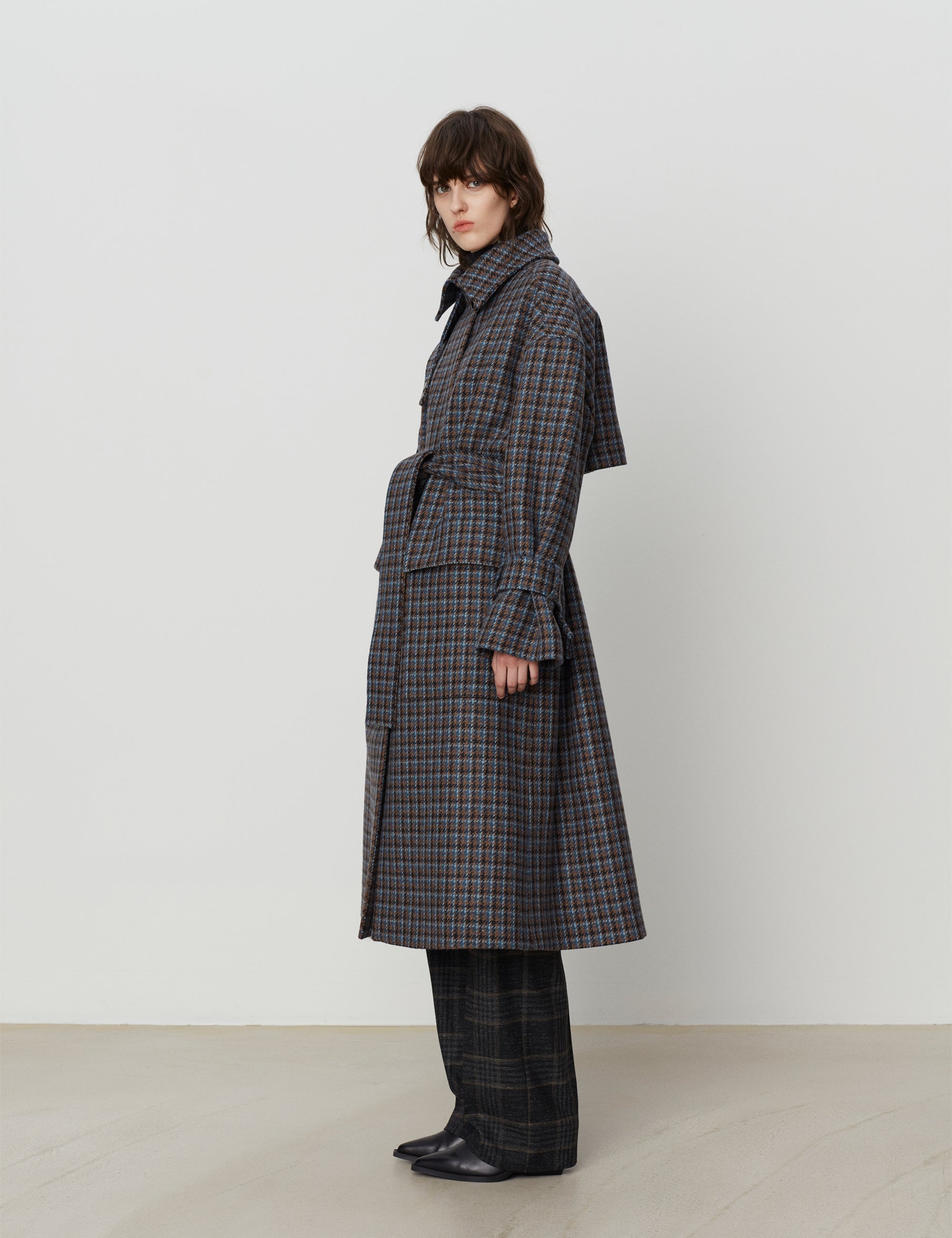 DAY Birger ét Mikkelsen Orson - Checked Wool Coats 500056 GREY MELANGE