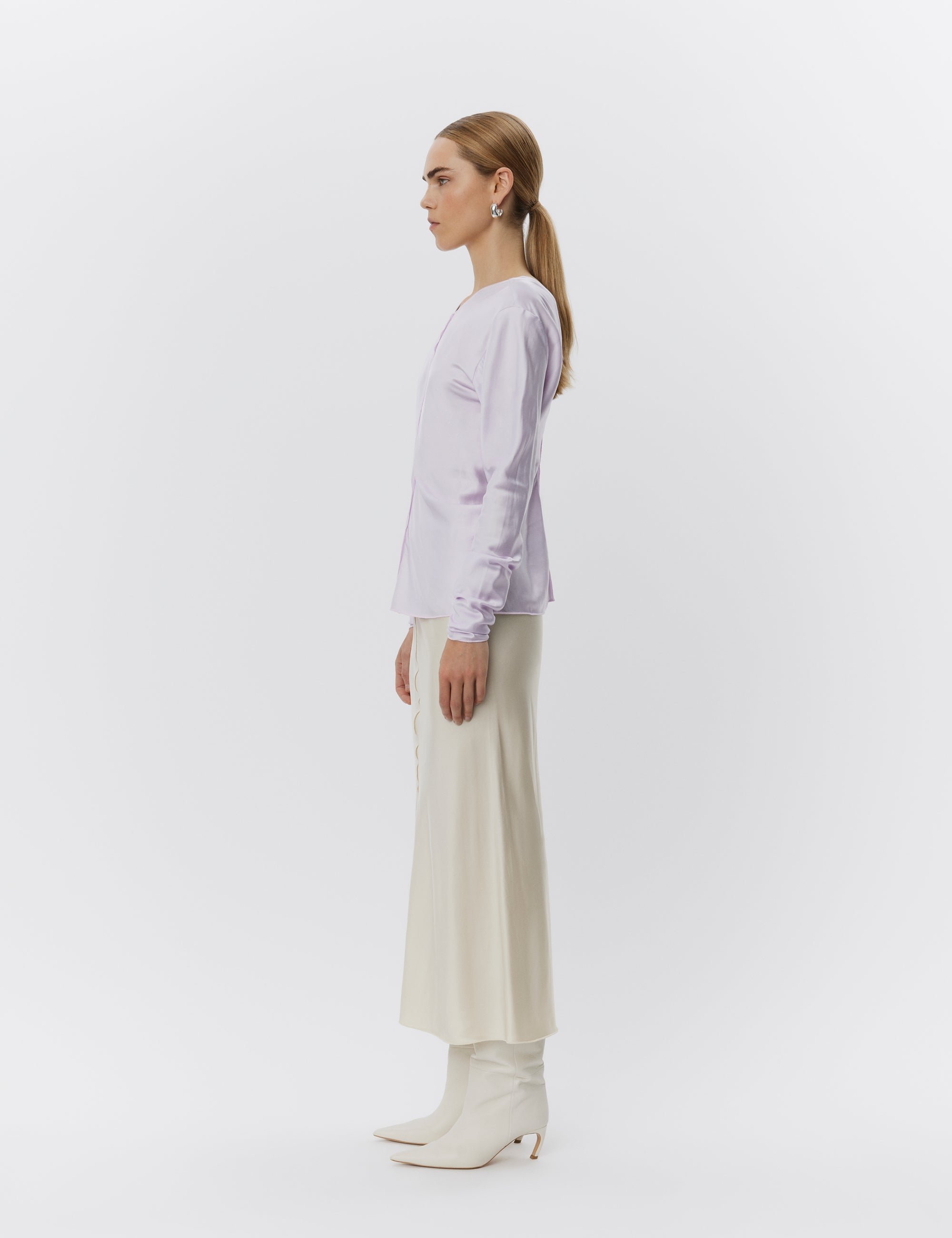 DAY Birger ét Mikkelsen Pine - Viscose Sateen Stretch Skirt 120110 PISTACHIO SHELL.