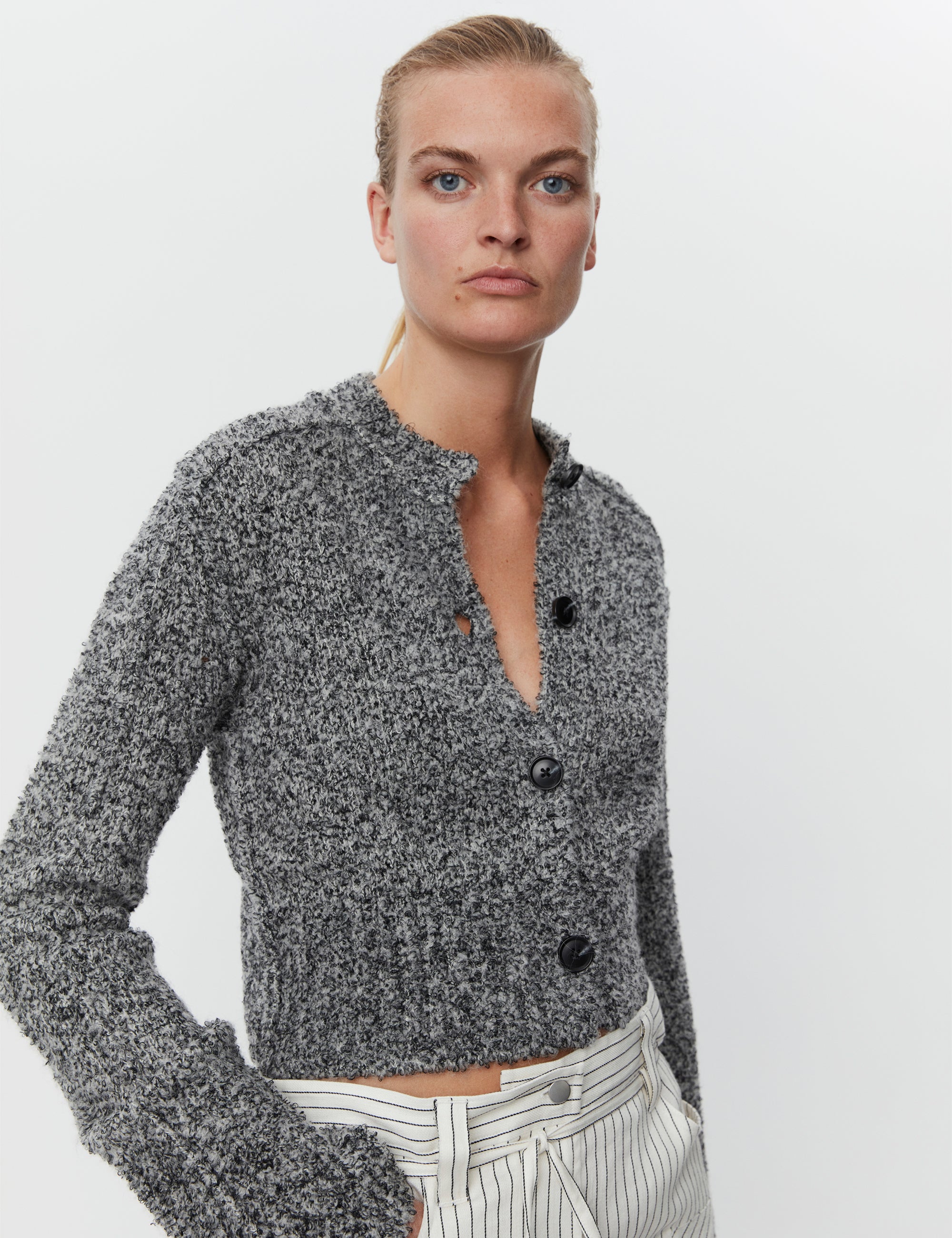 DAY Birger ét Mikkelsen Sullivan - Contrast Boucle Cardigan 500051 SALT AND PEPPER