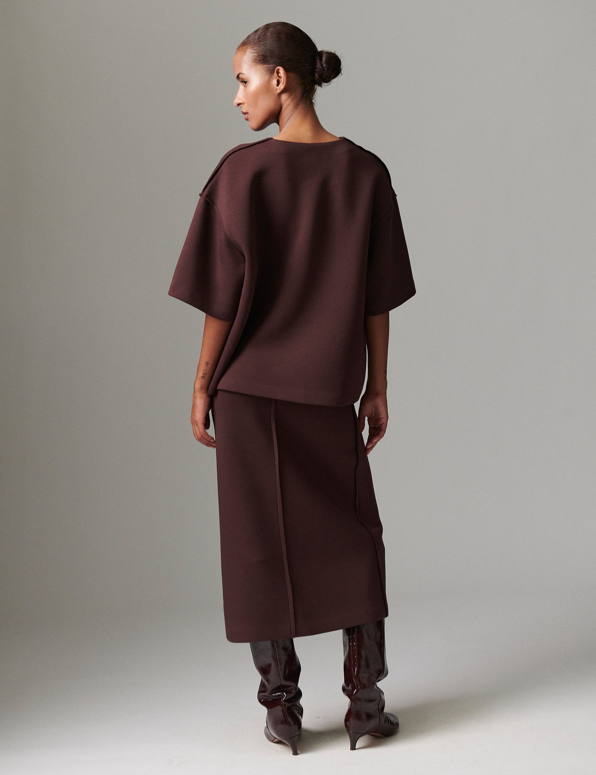 DAY Birger ét Mikkelsen Suzie - Scuba Skirt 191110 CHOCOLATE PLUM