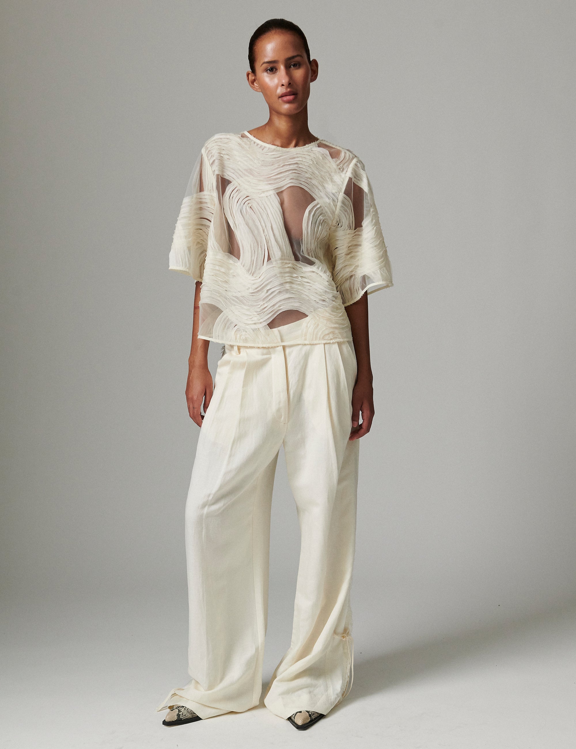 Tatiana - Crochet Lacy - Top - Jet Stream