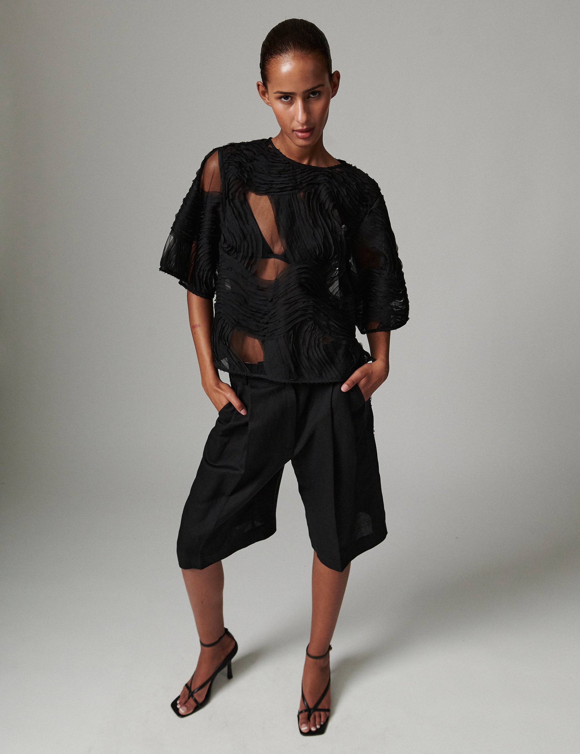 Tatiana - Crochet Lacy - Top - Black