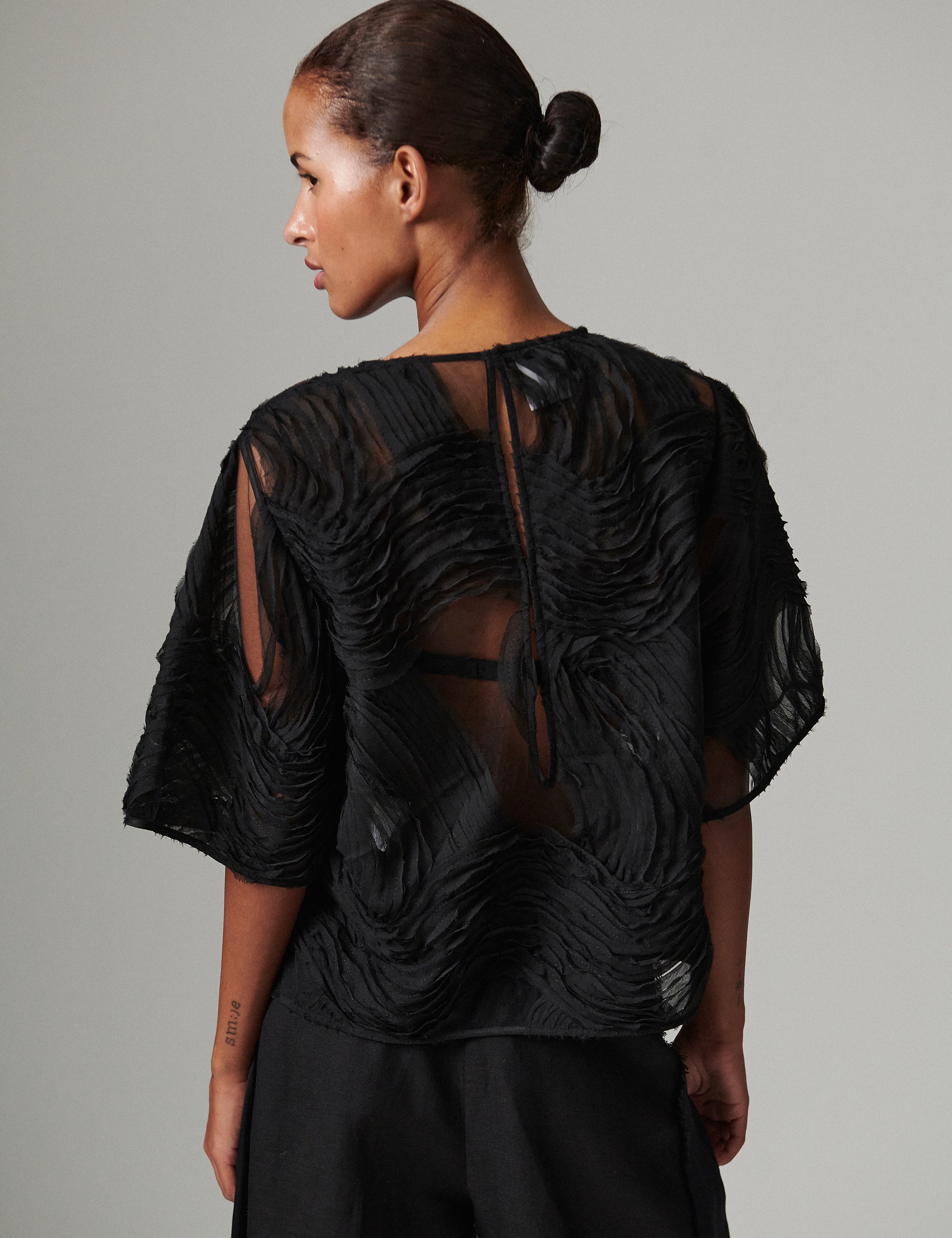 Tatiana - Crochet Lacy - Top - Black